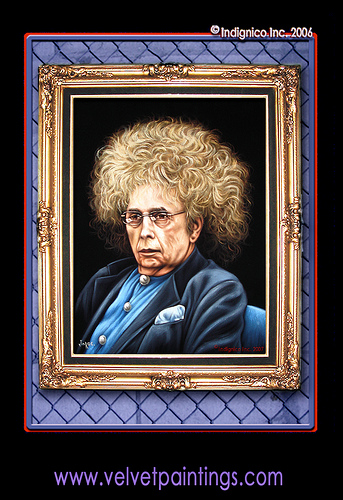 Modern American Media Martyr Phil Spector Hand-Painted On Black Velvet In Tijuana Mexico for The American Tabloid Heroes Collection of Indignico Inc.